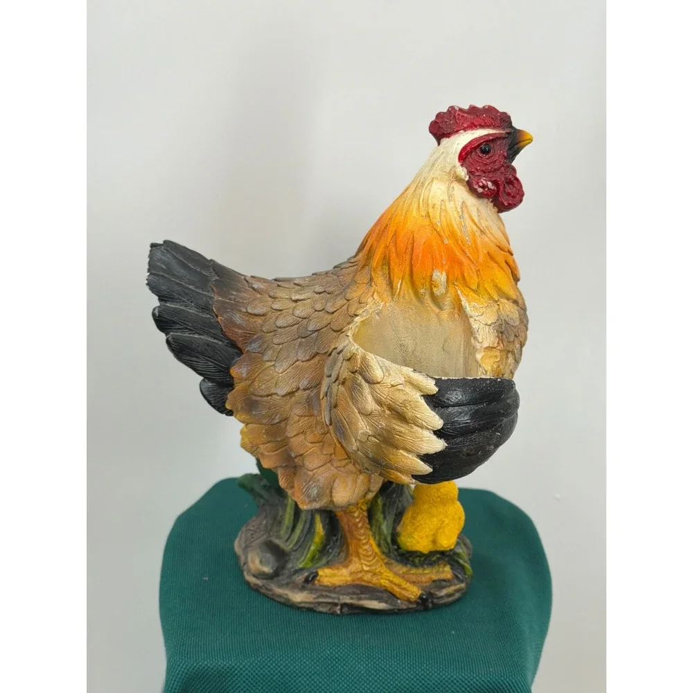 DWK 2013 Rooster and Chick Salt and Pepper Shaker Holder Farmhouse Decor Resin